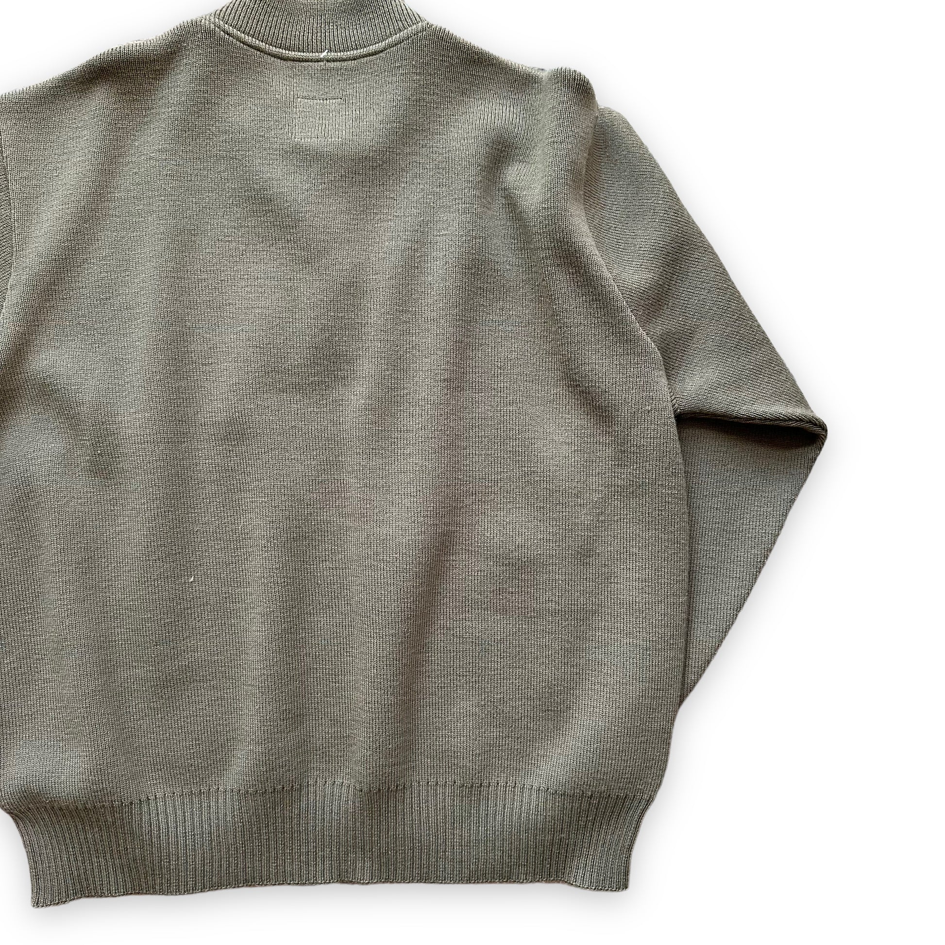 Right Rear View of Vintage Filson Sage Green Henley Sweater SZ XL |  Barn Owl Vintage Goods | Vintage Workwear Seattle