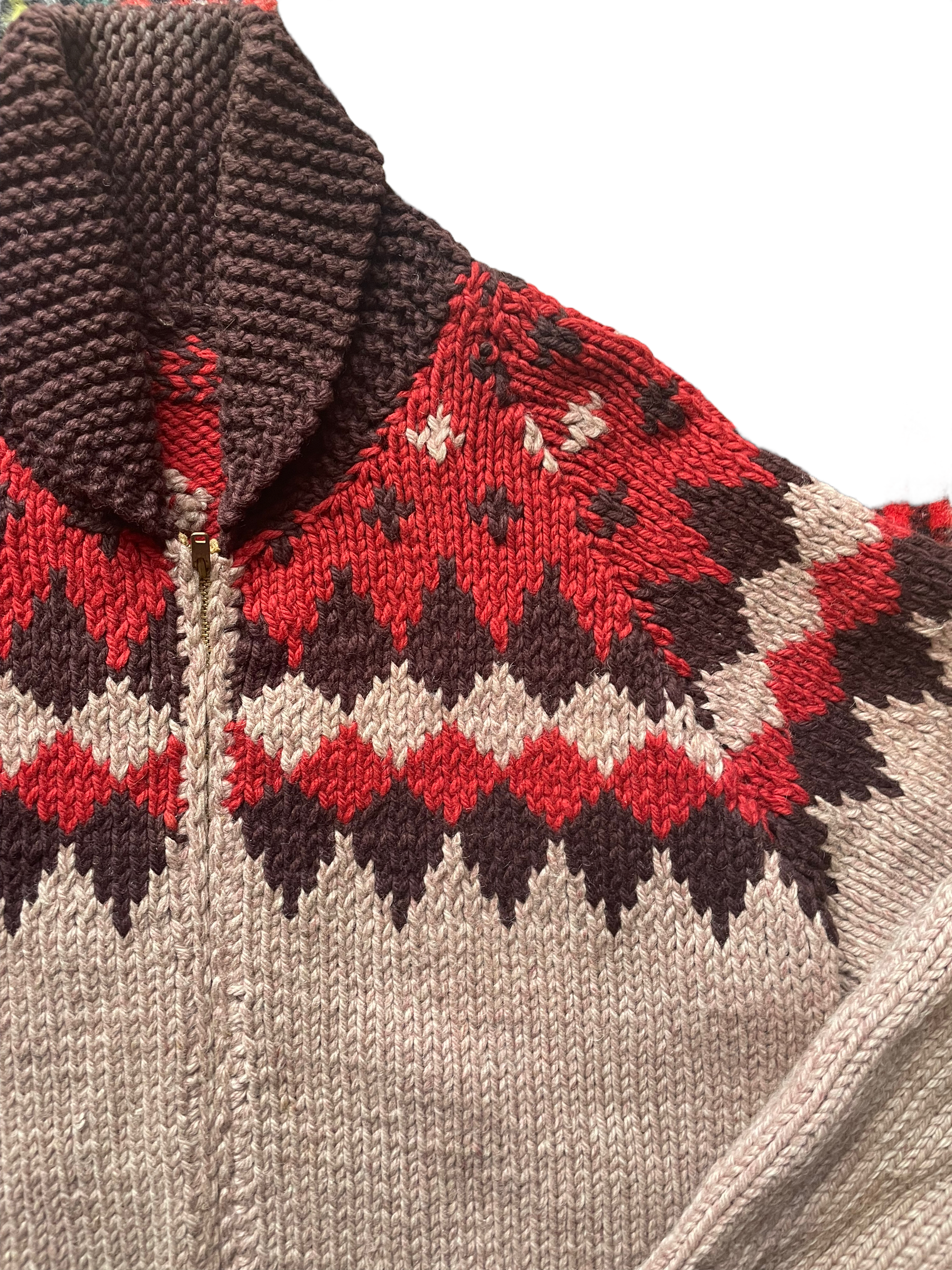 Front left side Vintage 1950s Cowichan Style Wool Cardigan |  Barn Owl Vintage | Seattle Vintage Sweaters