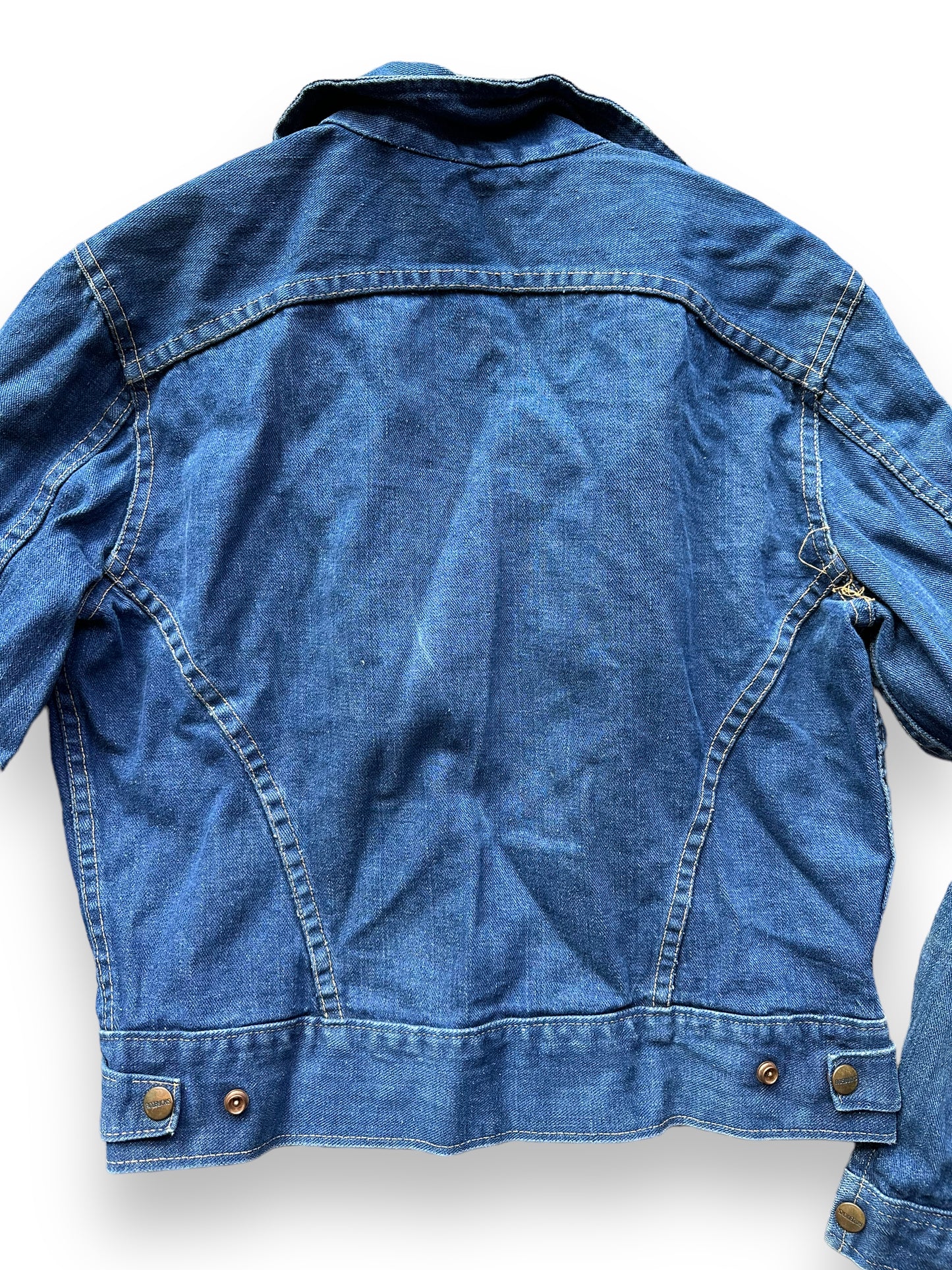 Rear Detail on Vintage Roebucks Selvedge Denim Jacket SZ S | Vintage Jean Jacket Seattle | Seattle Vintage Denim