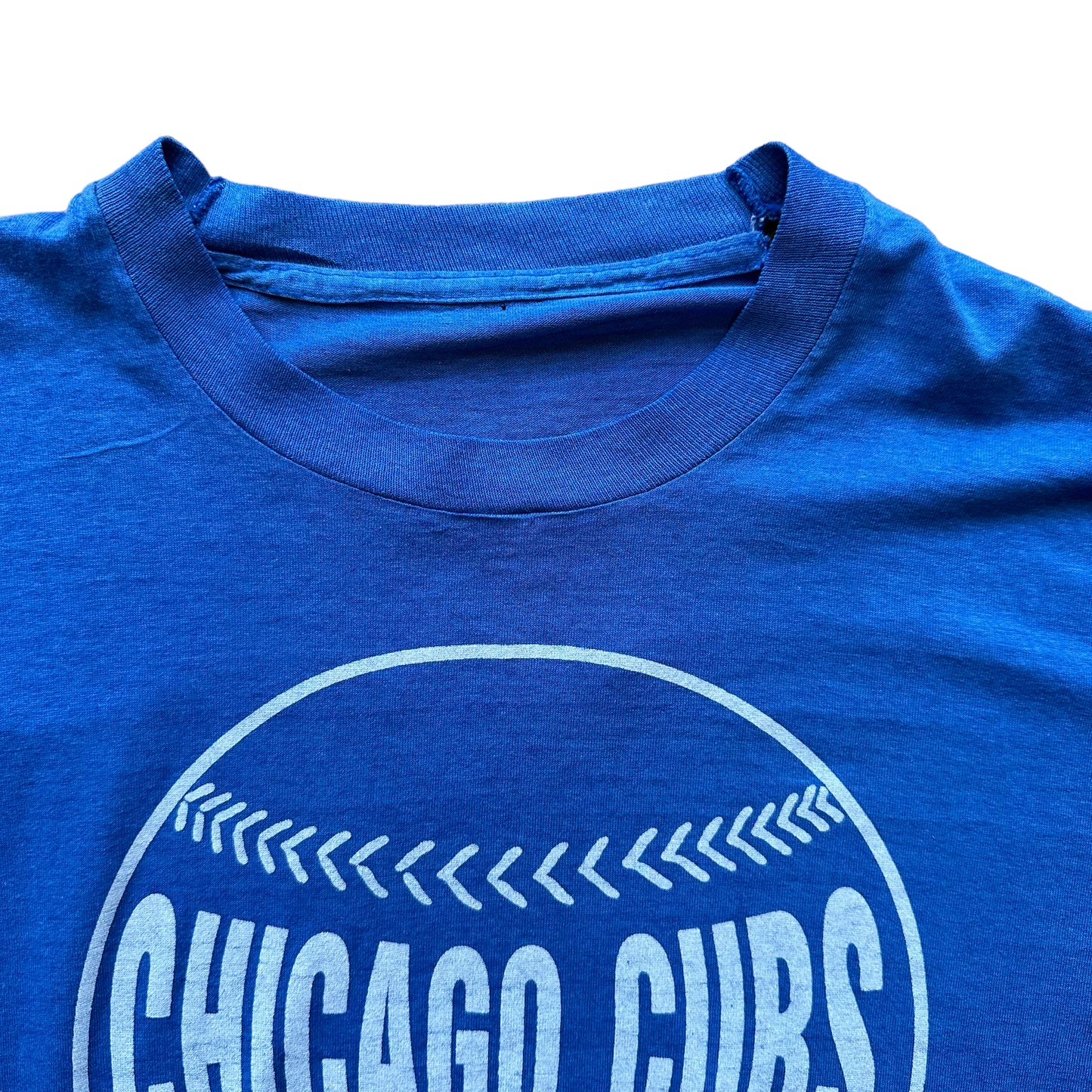 Upper Front View of Vintage Chicago Cubs Tee SZ L | Vintage Baseball T-Shirts Seattle | Barn Owl Vintage Tees Seattle