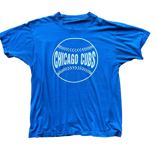 Front View of Vintage Chicago Cubs Tee SZ L | Vintage Baseball T-Shirts Seattle | Barn Owl Vintage Tees Seattle