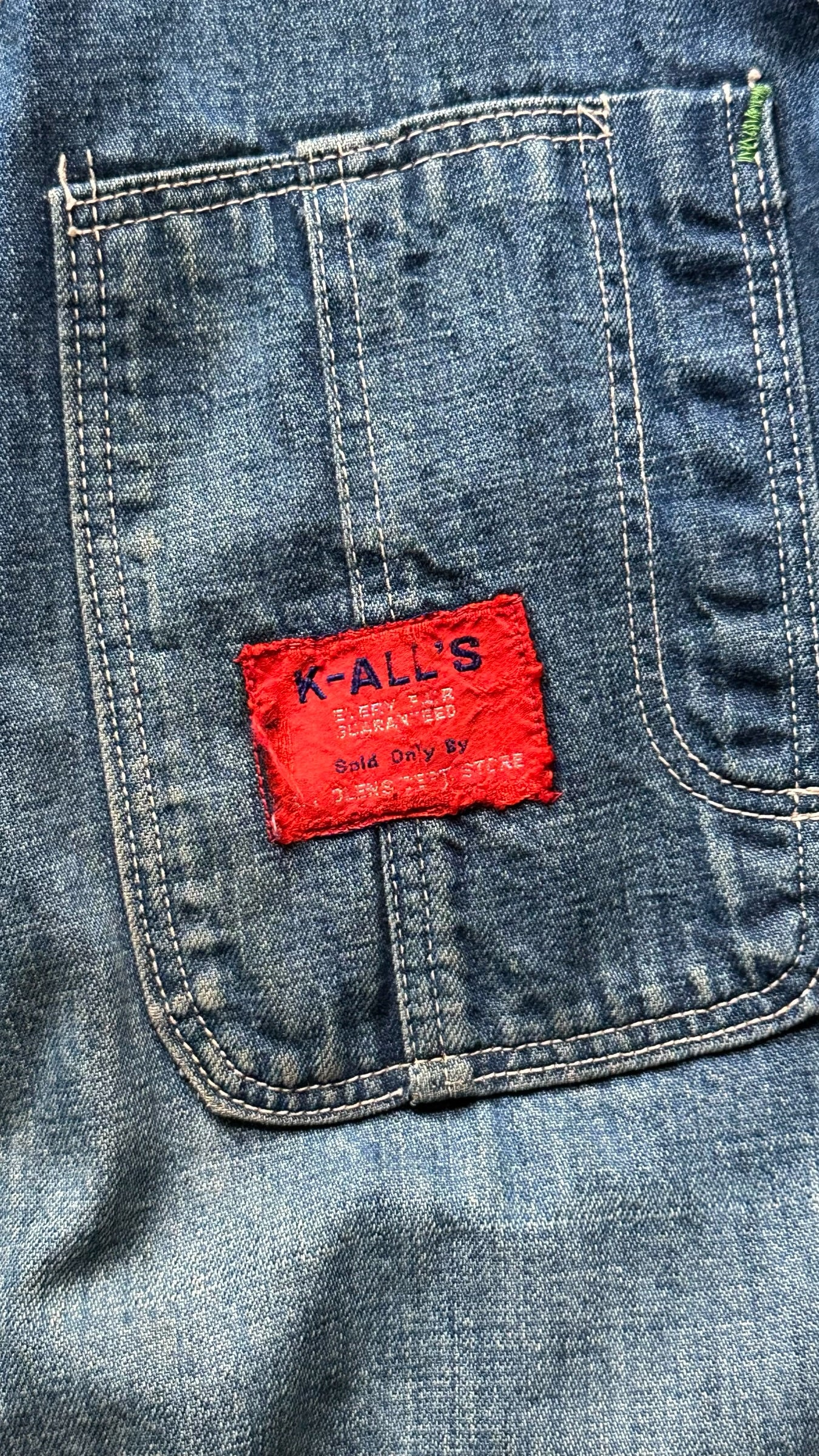 K-Alls Label on Vintage K-Alls Brand Blanket Lined Denim Chore Jacket SZ XL | Seattle Vintage Workwear | Barn Owl Vintage