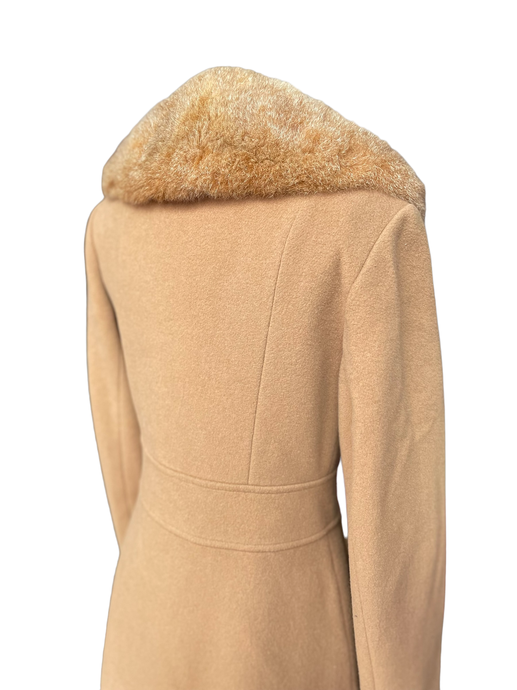 Rear right shoulder angle of Vintage 1960s Fashionbilt Wool Coat with Fur Collar | Barn Owl Vintage | Seattle True Vintage