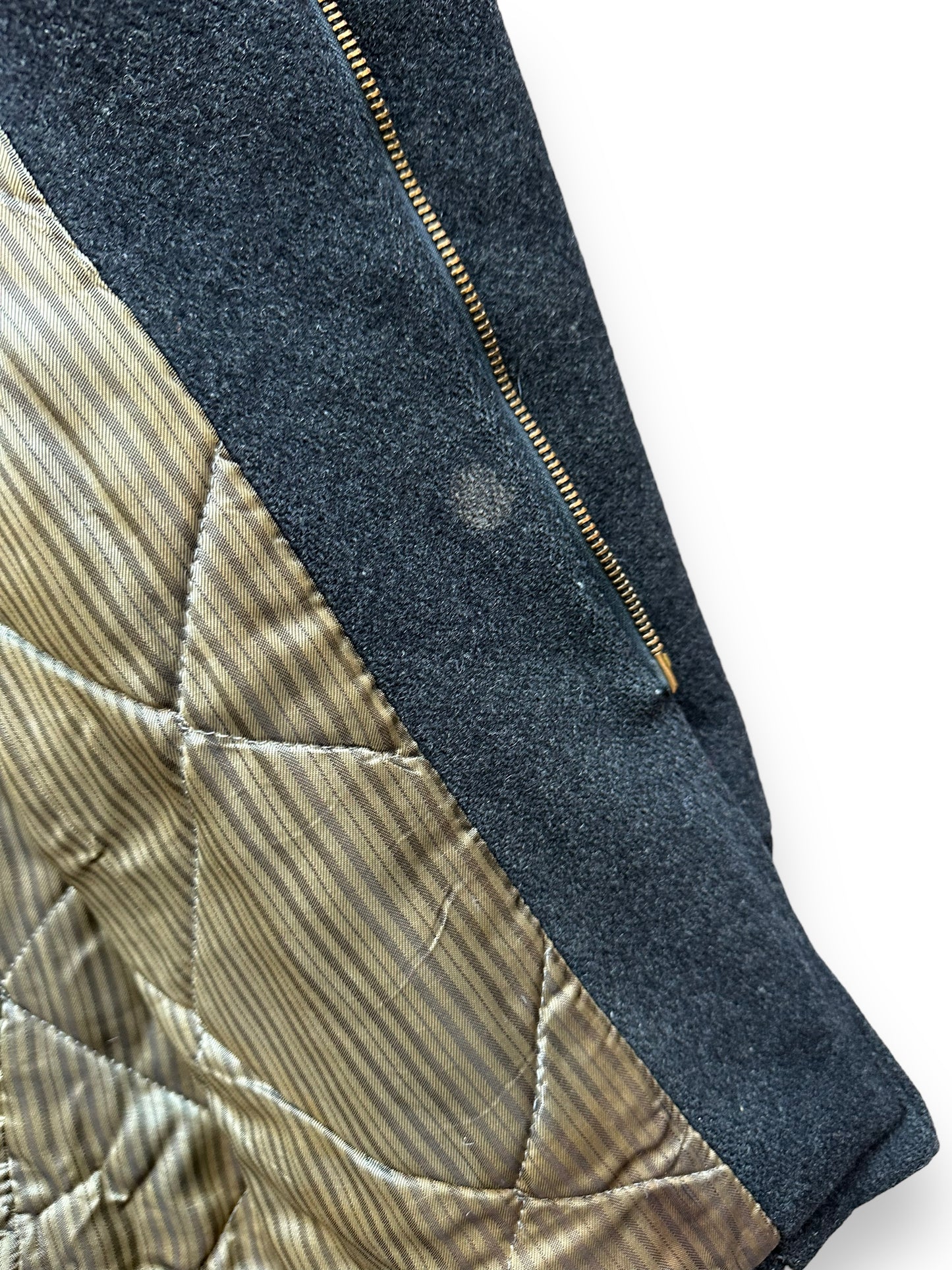 Spot on Lining of Vintage Buck Skein Clicker Jacket SZ 42 |  Barn Owl Vintage Goods | Vintage Clicker Coat Seattle