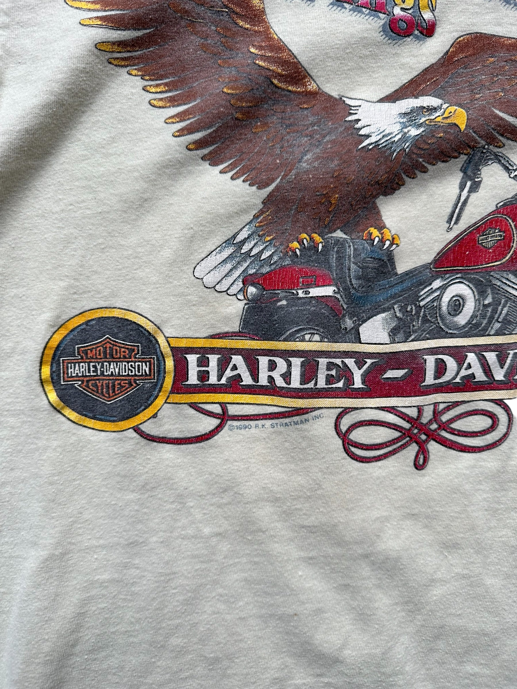 1990 Copyright on Vintage Yellow Harley Davidson Wind Beneath My Wings Tee SZ M | Vintage Harley Tee | Barn Owl Vintage Seattle