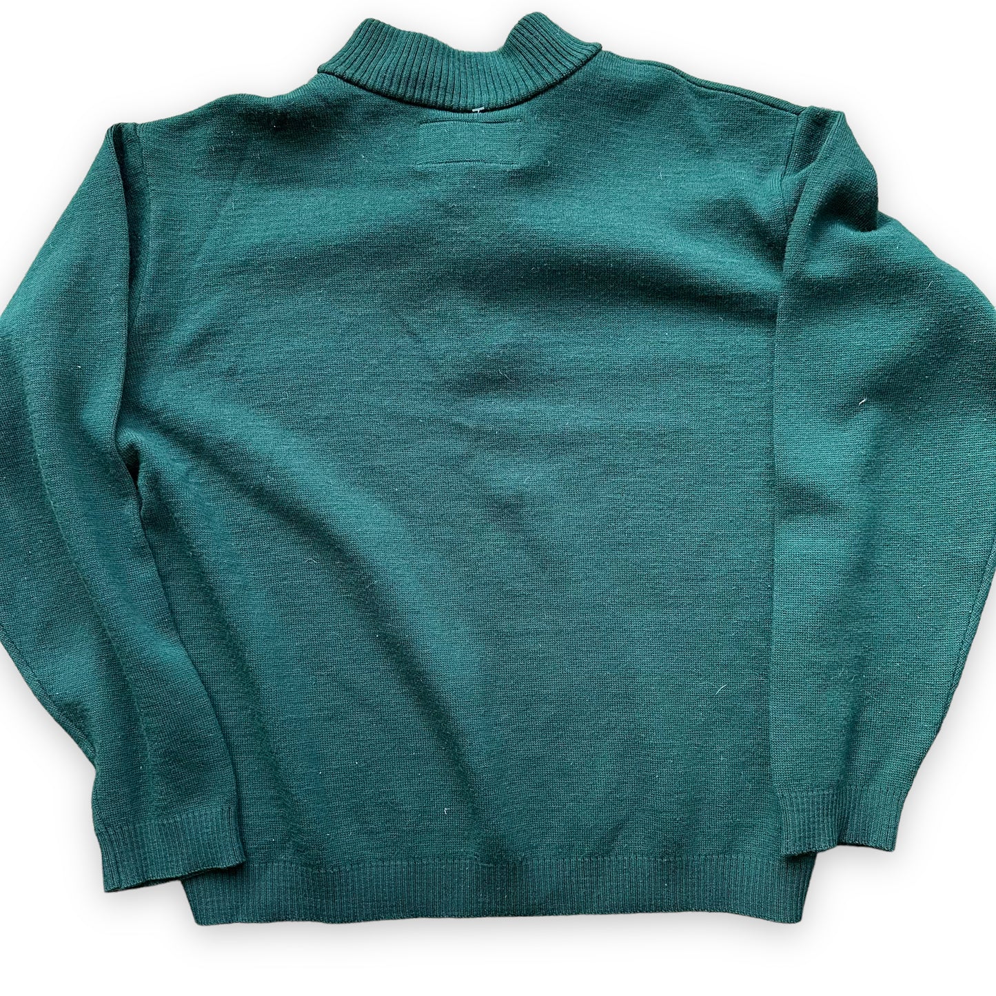 Rear Detail on Filson Style 719 Dark Green Sweater SZ L |  Vintage Filson Workwear Seattle | Barn Owl Vintage