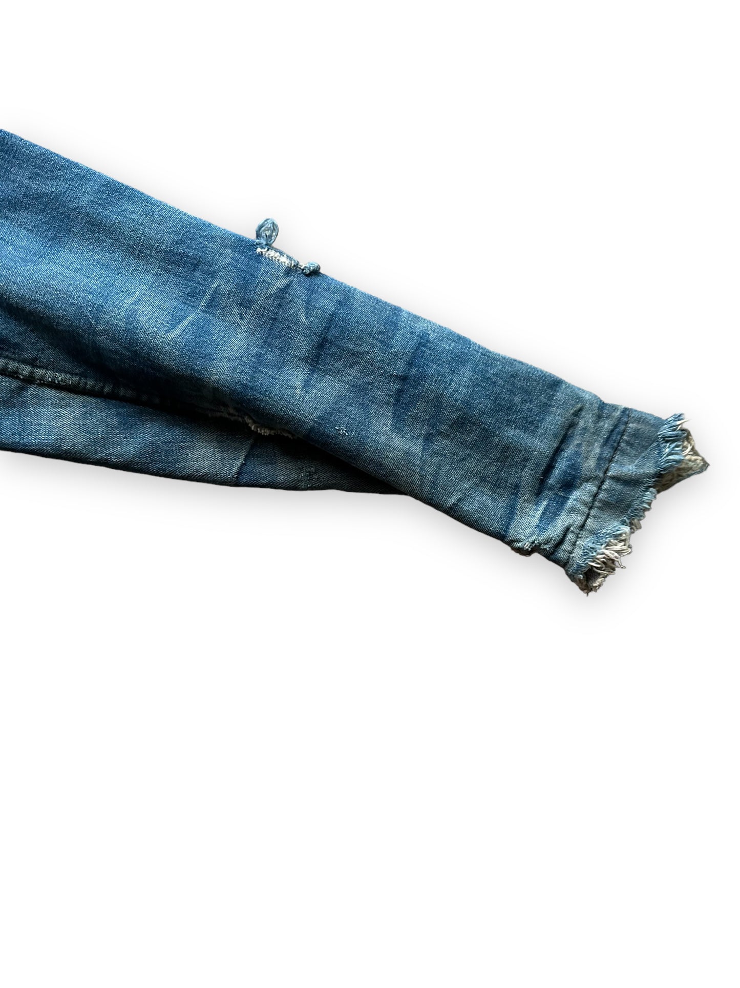 Left Sleeve Detail View on Vintage Blanket Lined Fitz Denim Jacket | Seattle Vintage Workwear Clothing | Barn Owl Vintage
