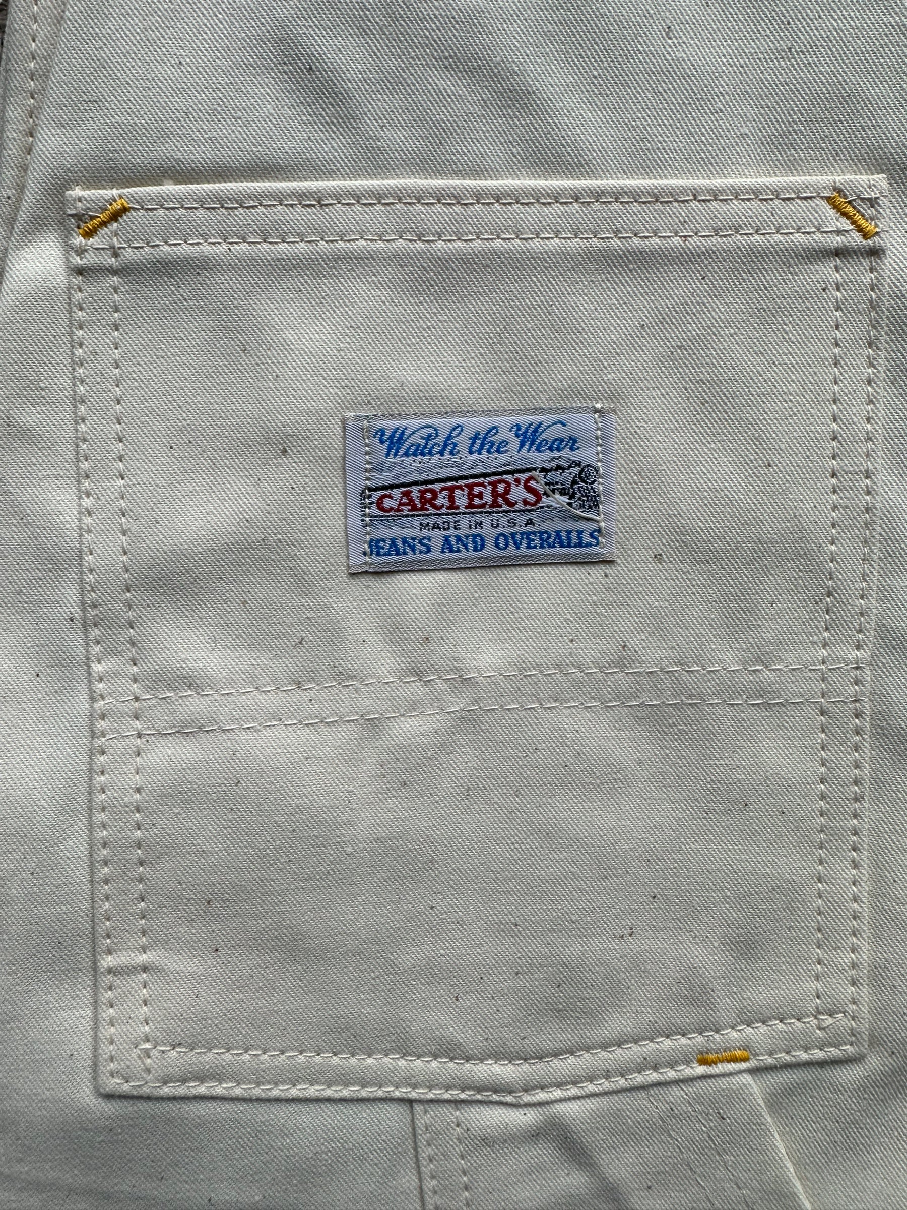 Rear Tag on Pocket of NOS Vintage Carter's Ecru Painters Pants W26 L34 | Vintage Workwear Seattle | Barn Owl Vintage Clothing