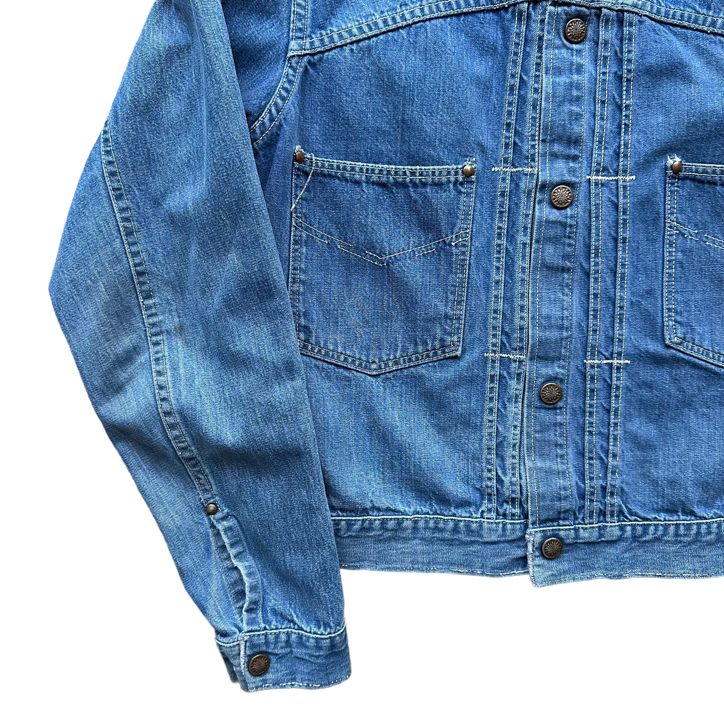 Vintage Pleated Type II Style Denim Jacket SZ M | Vintage Denim Workwear  Seattle | Seattle Vintage Denim