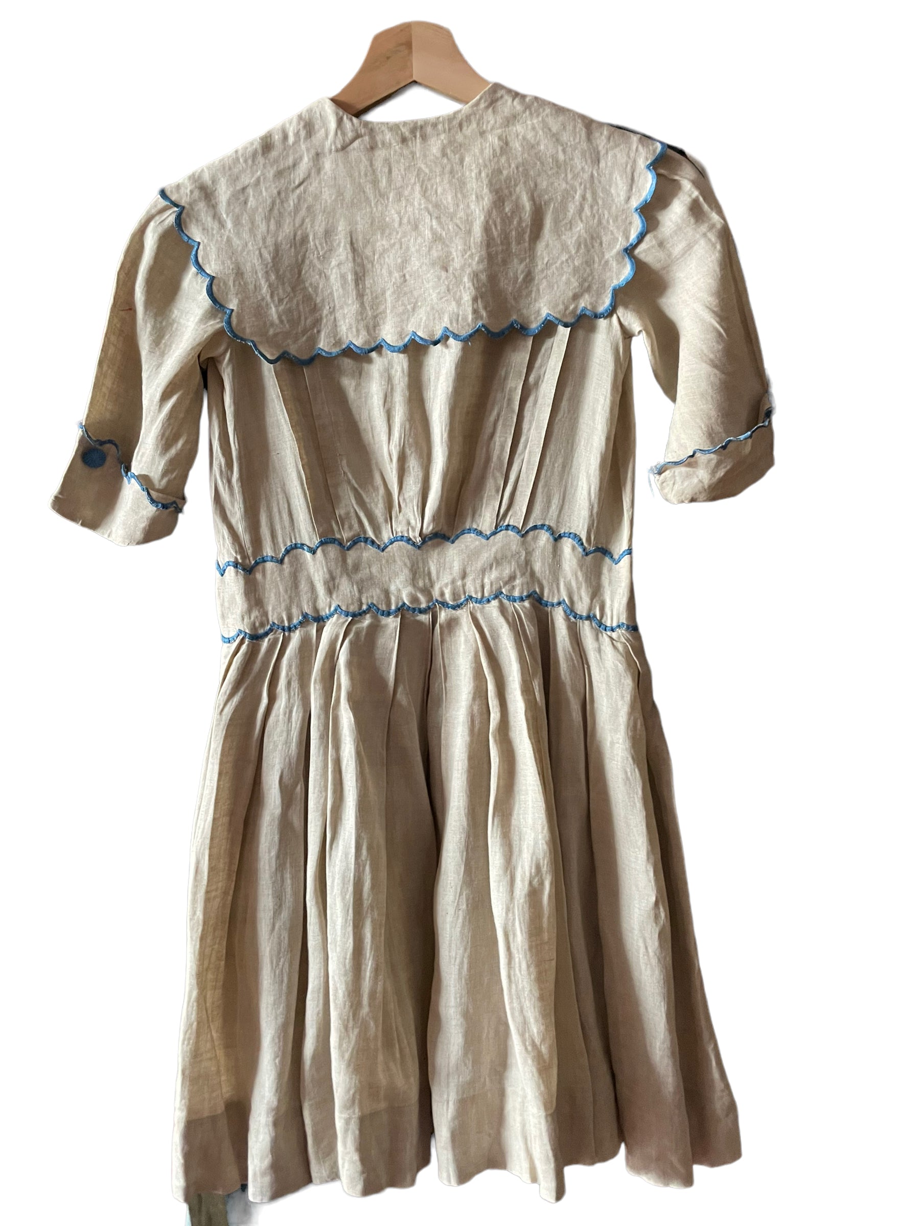 Full back view of Antique Early 1900s Linen Dress SZ XS