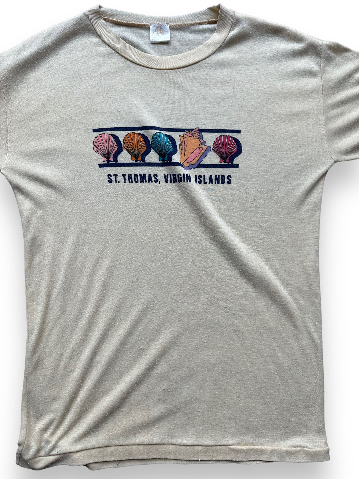 Front close up of Vintage Virgin Islands Tee SZ S | Vintage T-Shirts Seattle | Barn Owl Vintage Tees Seattle