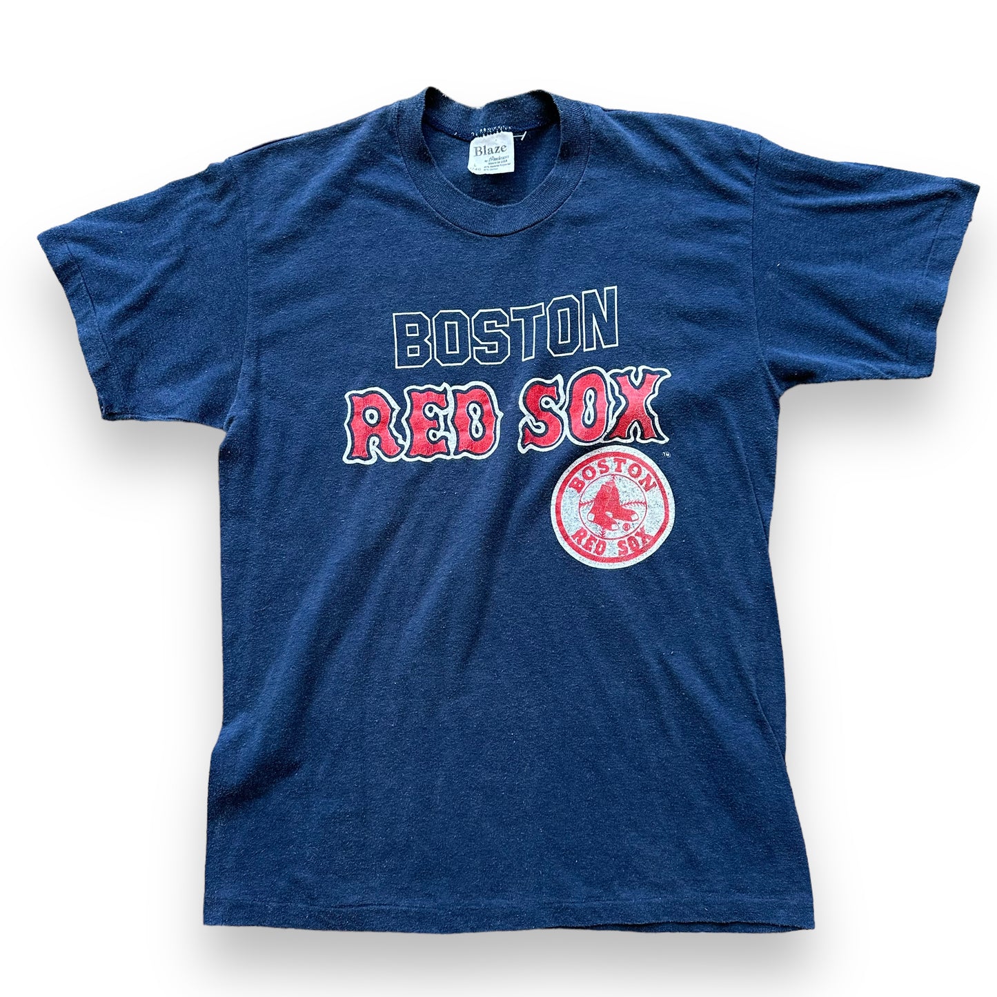 Front View of 80's Boston Red Sox Tee SZ L | Vintage MLB T-Shirts Seattle | Barn Owl Vintage Tees Seattle