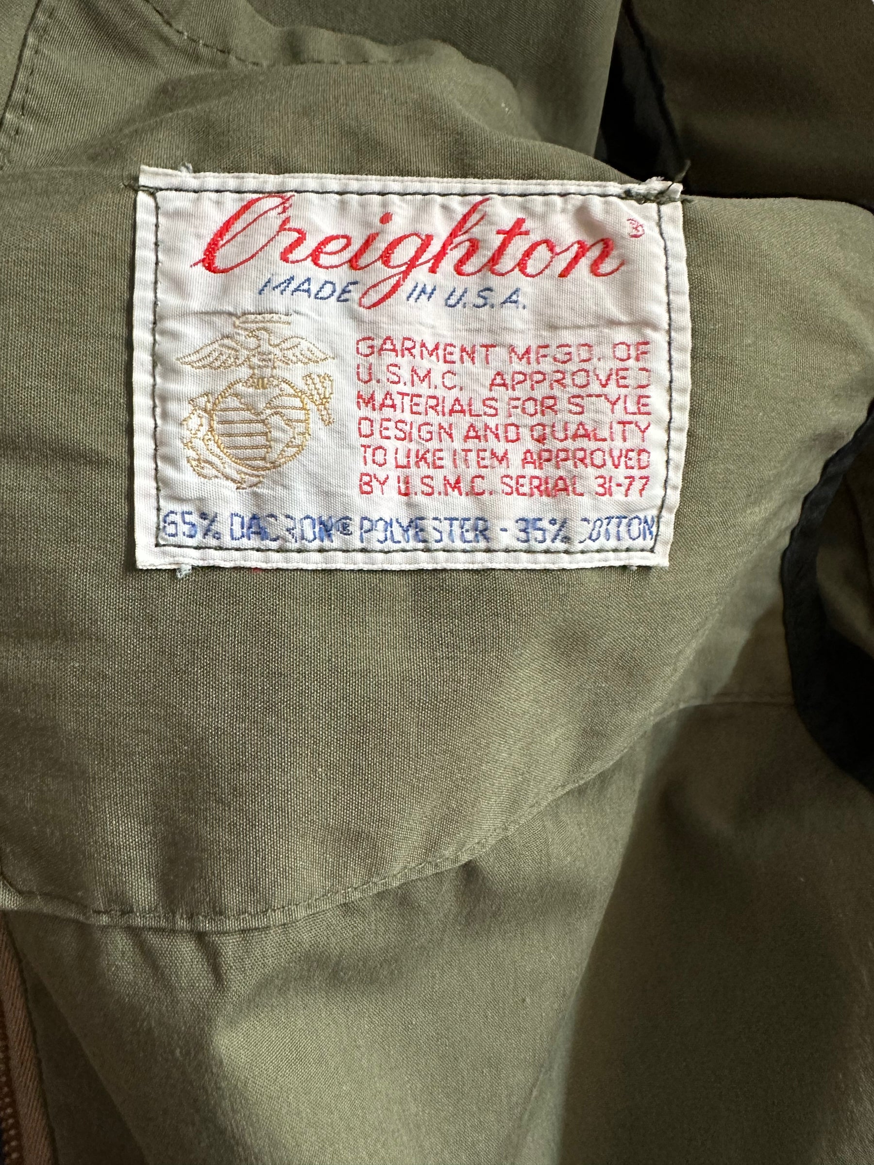 Tag Inside Vintage Lightweight US Army Jacket SZ M-L | Vintage Military Jackets Seattle | Barn Owl Vintage Clothing Seattle