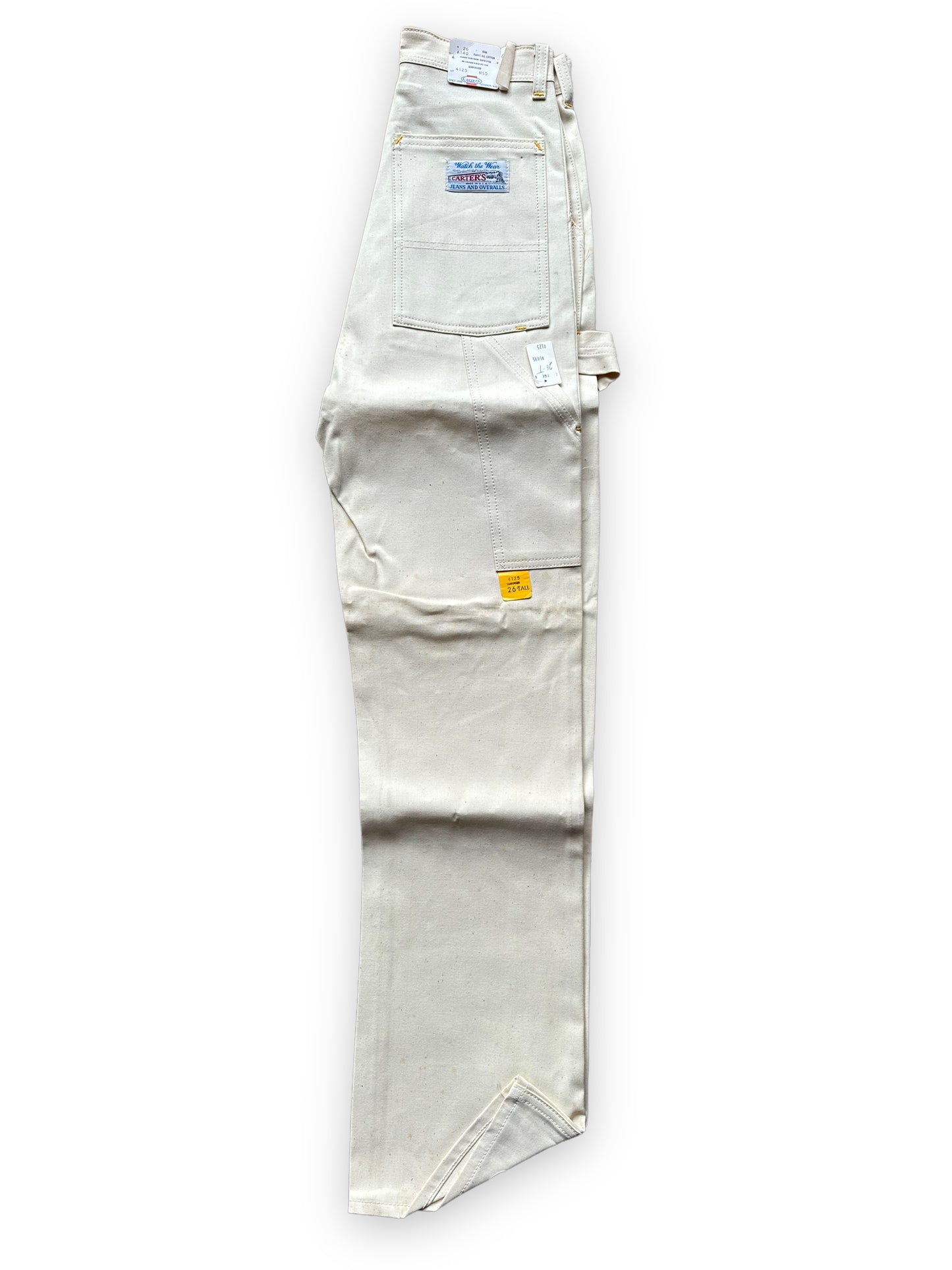 Rear Folded Leg View on NOS Vintage Carter's Ecru Painters Pants W26T | Vintage Workwear Seattle | Barn Owl Vintage Clothing