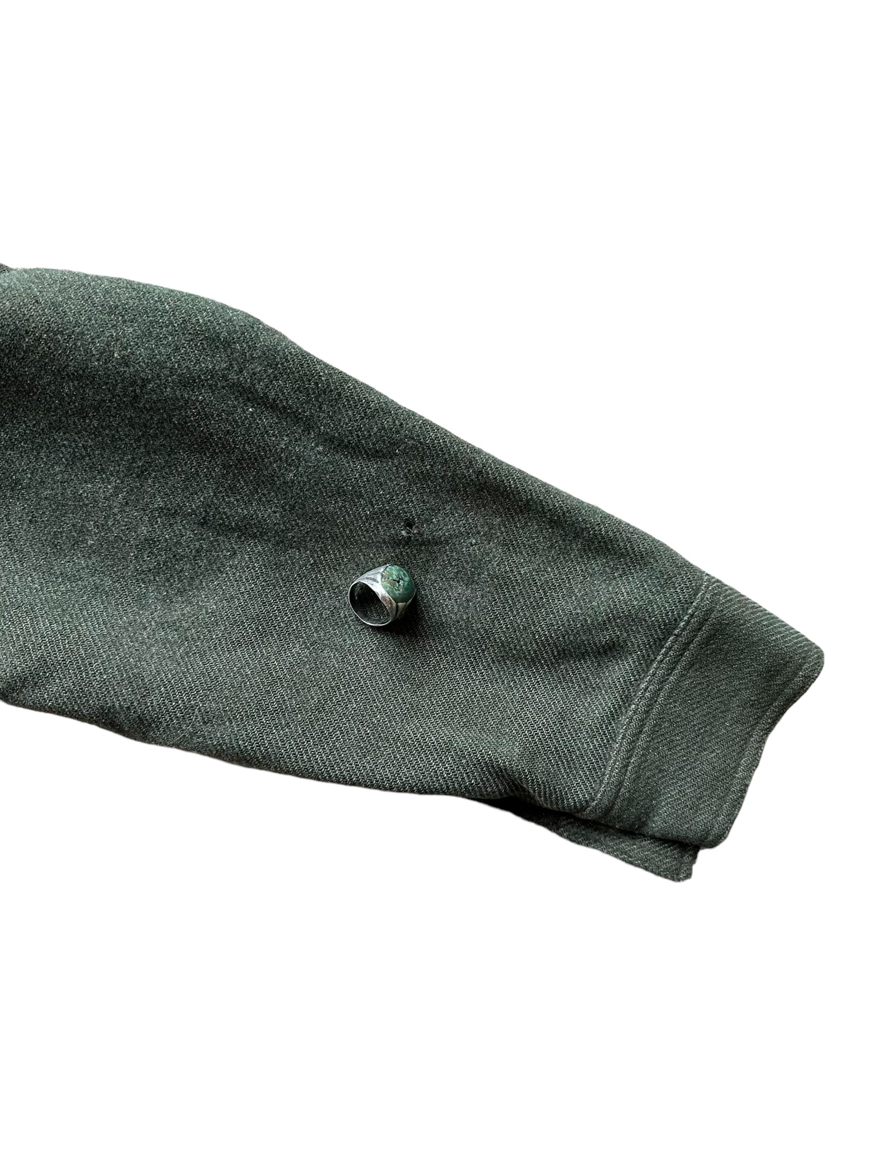 Small Holes on Arm of Vintage Early 70s Filson Herringbone Green Cape Coat SZ 46 |  Vintage Filson Cape Coat | Vintage Workwear Seattle