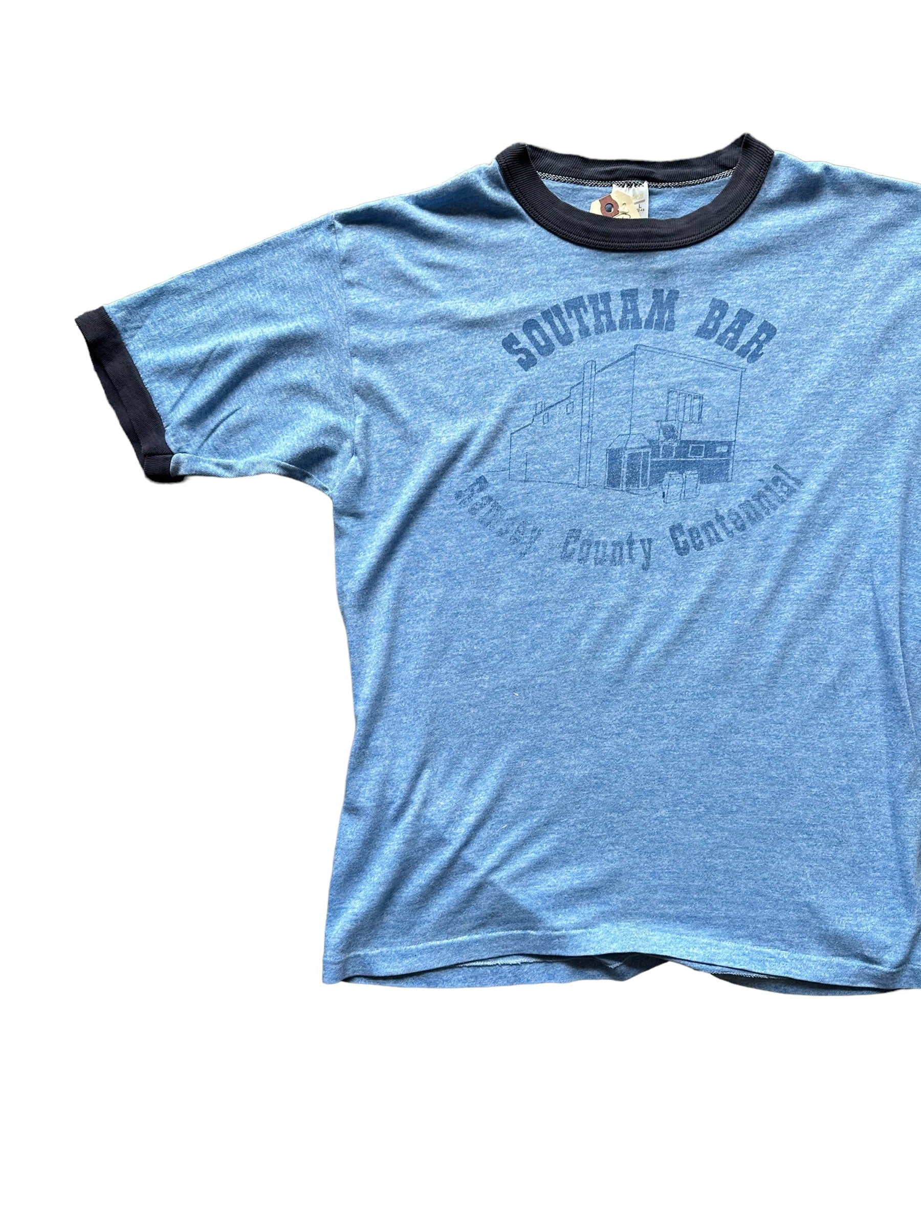 Front Left View on Vintage Southam Bar Ringer T Shirt SZ Large |  Vintage Bar Tee Seattle | Barn Owl Vintage