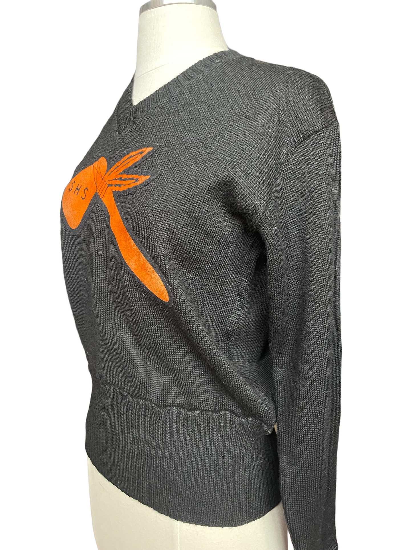 Vintage 1950s Dehen Wool Letterman Sweater | Barn Owl Vintage | Seattle Vintage Sweaters Left front view. 