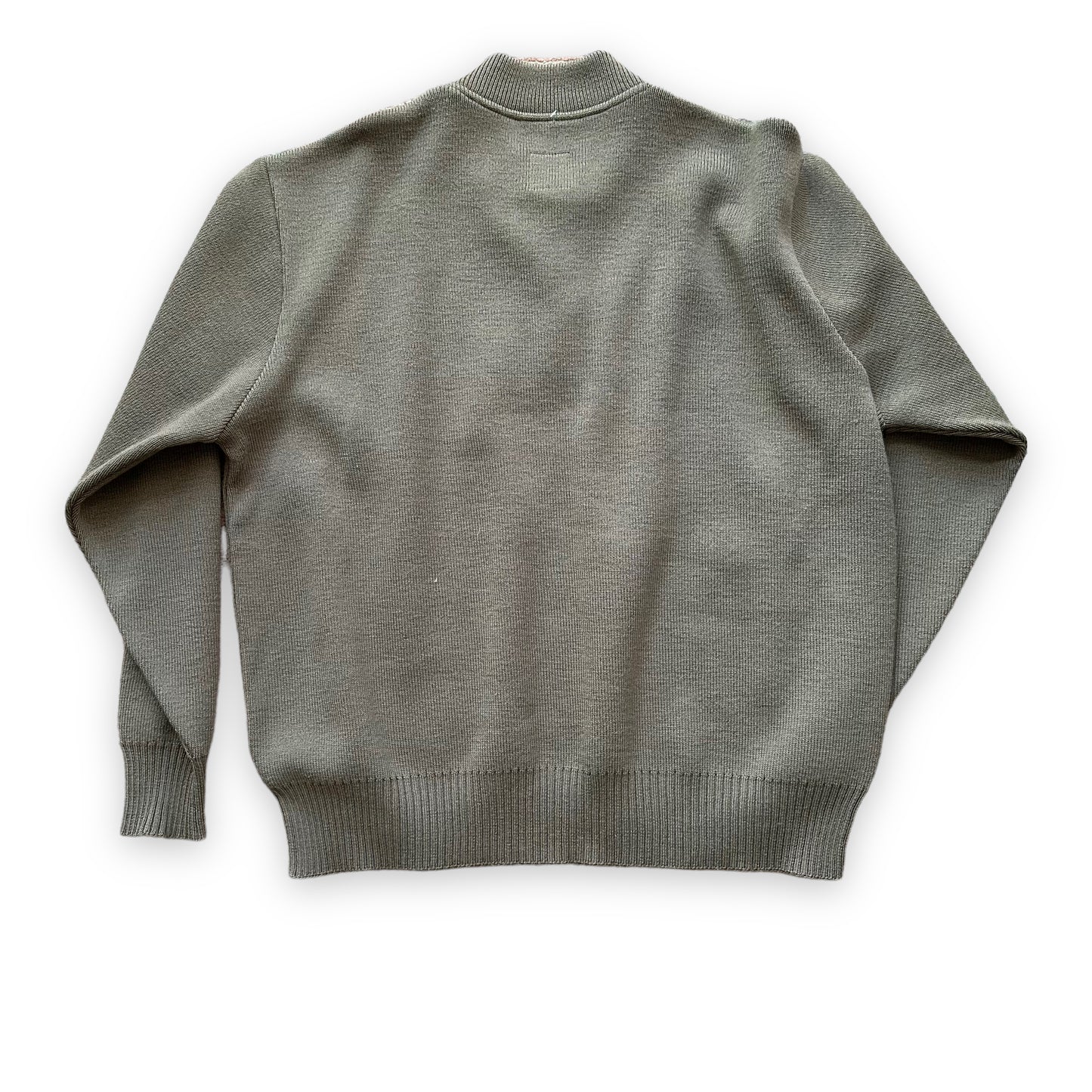 Rear View of Vintage Filson Sage Green Henley Sweater SZ XL |  Barn Owl Vintage Goods | Vintage Workwear Seattle