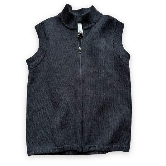 Front View of Black Filson Zip Up Wool Sweater Vest SZ M |  Filson Production Sample Seattle | Barn Owl Vintage