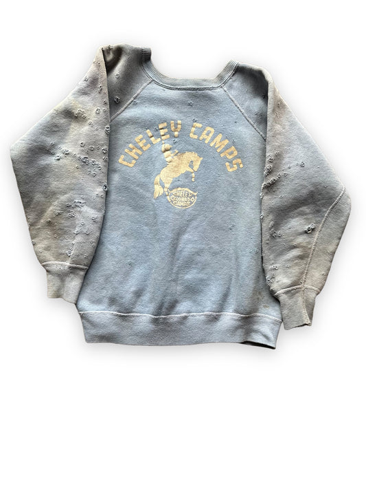 Front View of Vintage Distressed Cheley Camps Colorado Crewneck Sweatshirt | Vintage Crewneck Seattle | Barn Owl Vintage Clothing