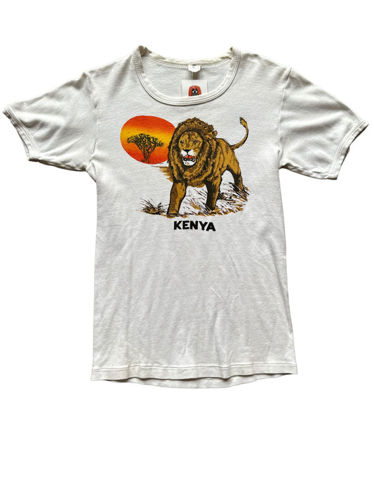 Front View Vintage Kenya Lion French Cut Tourist Tee |  Vintage French Cut Tee Seattle | Barn Owl Vintage Seattle