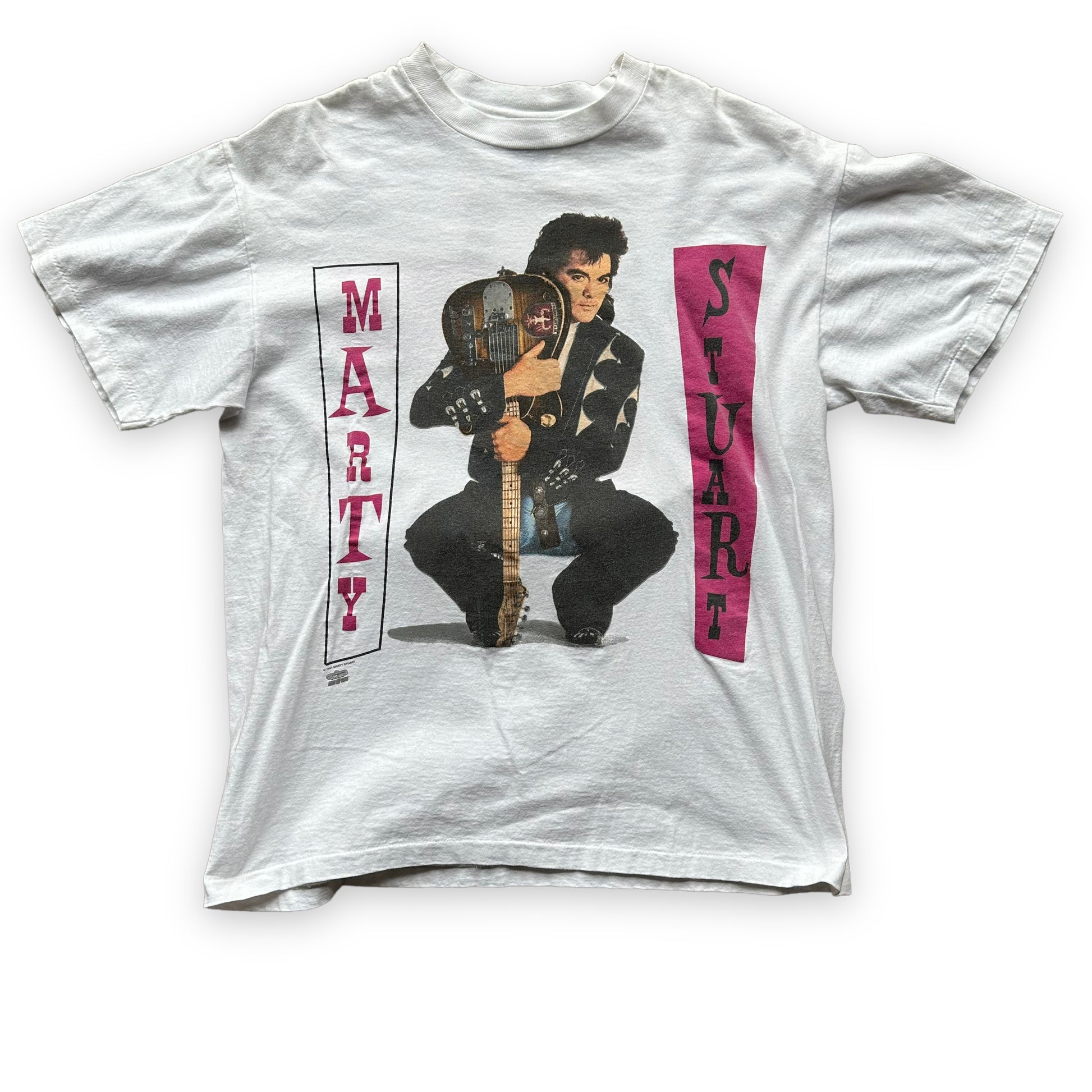 Front View of Vintage Marty Stuart Love & Luck Tee SZ L | Country Music Tees Seattle | Barn Owl Vintage Goods