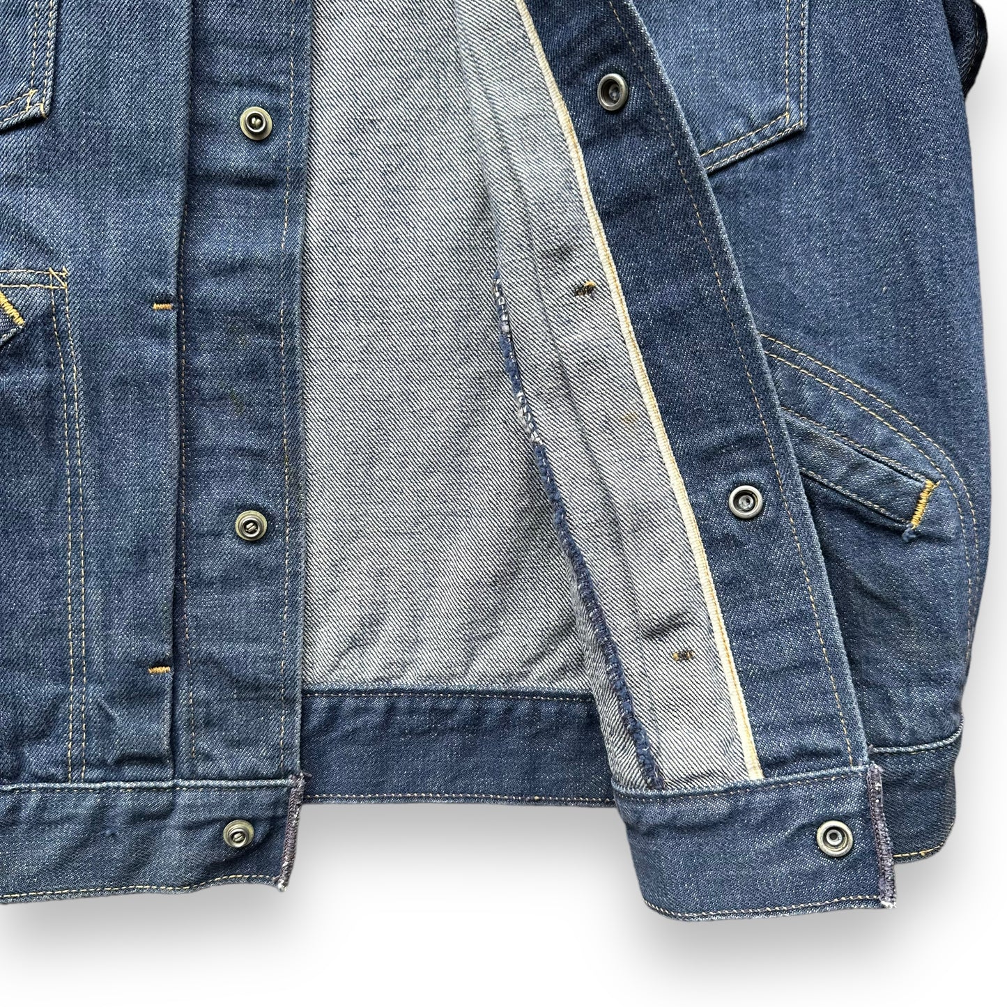 Lower Selvedge Line and Snaps on Vintage Selvedge Denim JC Penney Ranch Craft Type II Style Jacket SZ M | Seattle Vintage Denim