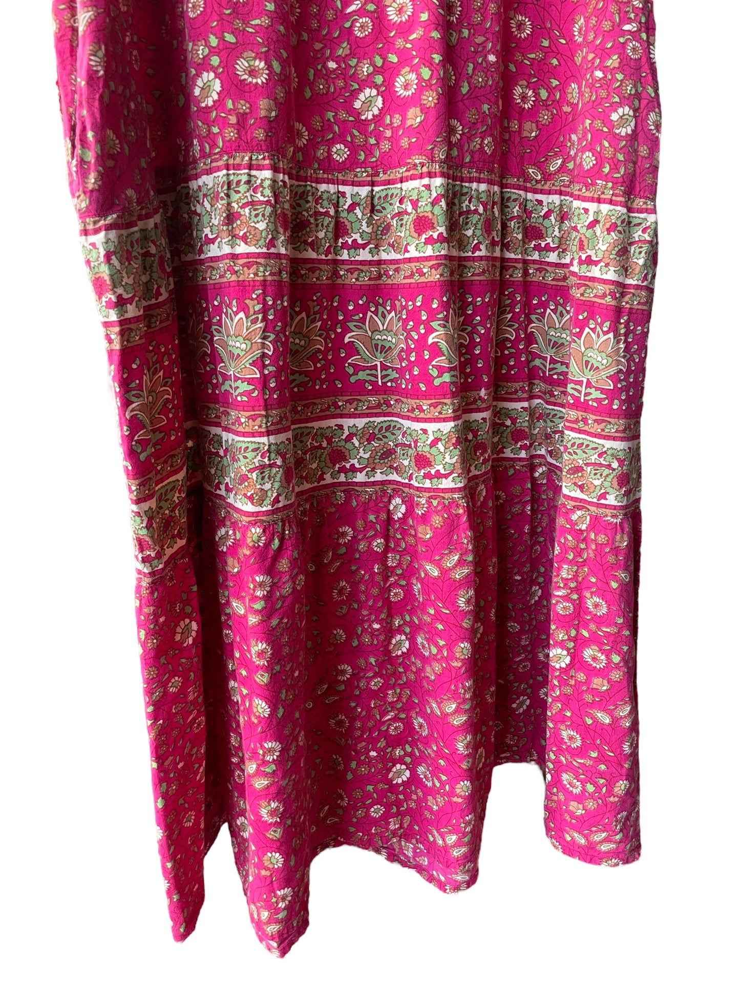 Bottom skirt detail Vintage 1970s Indian Cotton Dress Sz XL