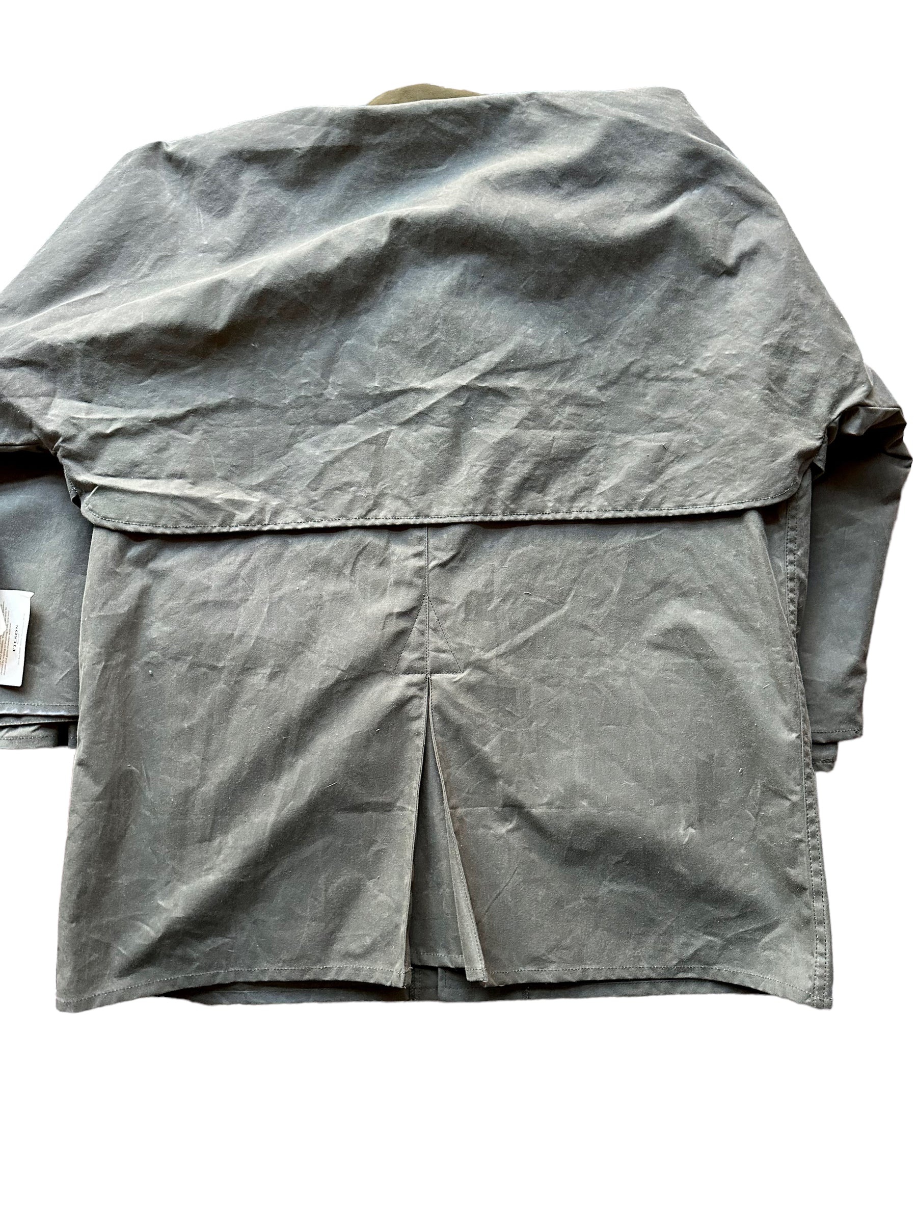 Rear Right View of NWT Vintage Filson Shelter Cloth Packer Coat SZ 46 |  Barn Owl Vintage Goods Filson | Vintage Filson Tin Cloth Workwear Seattle