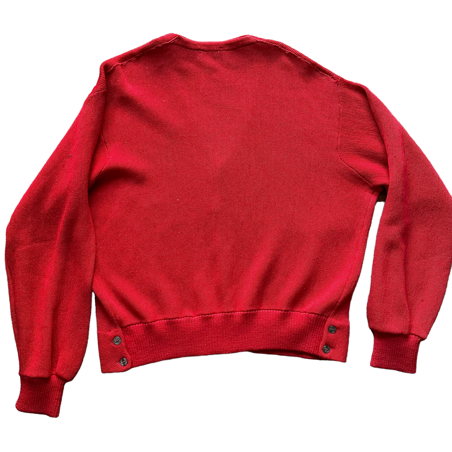 Rear Flat Lay View  of Vintage Hastings Red Wool Cardigan | Vintage Clothing Store Seattle