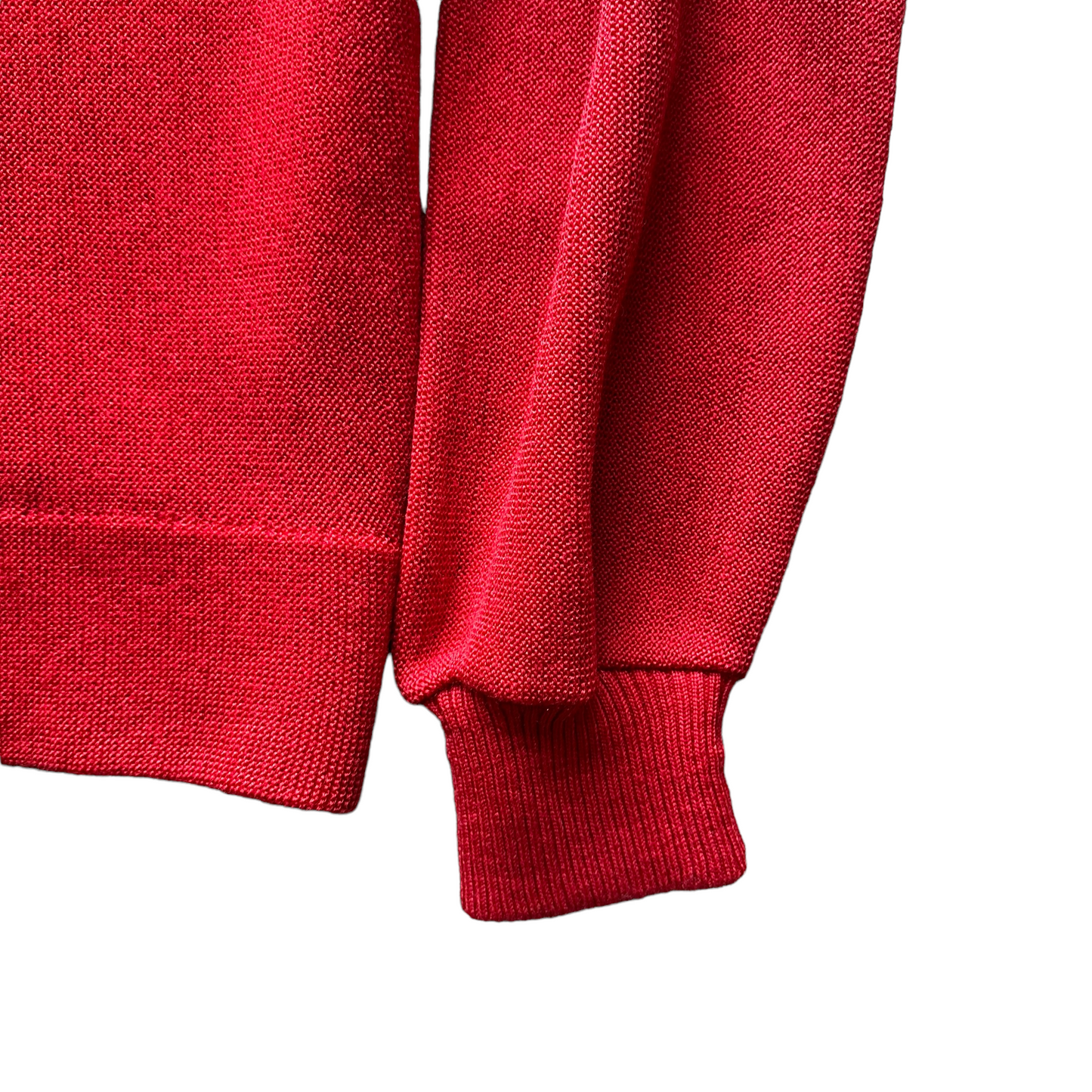 Left Cuff View on Vintage Hastings Red Wool Cardigan | Seattle Vintage Clothing Store Near Me