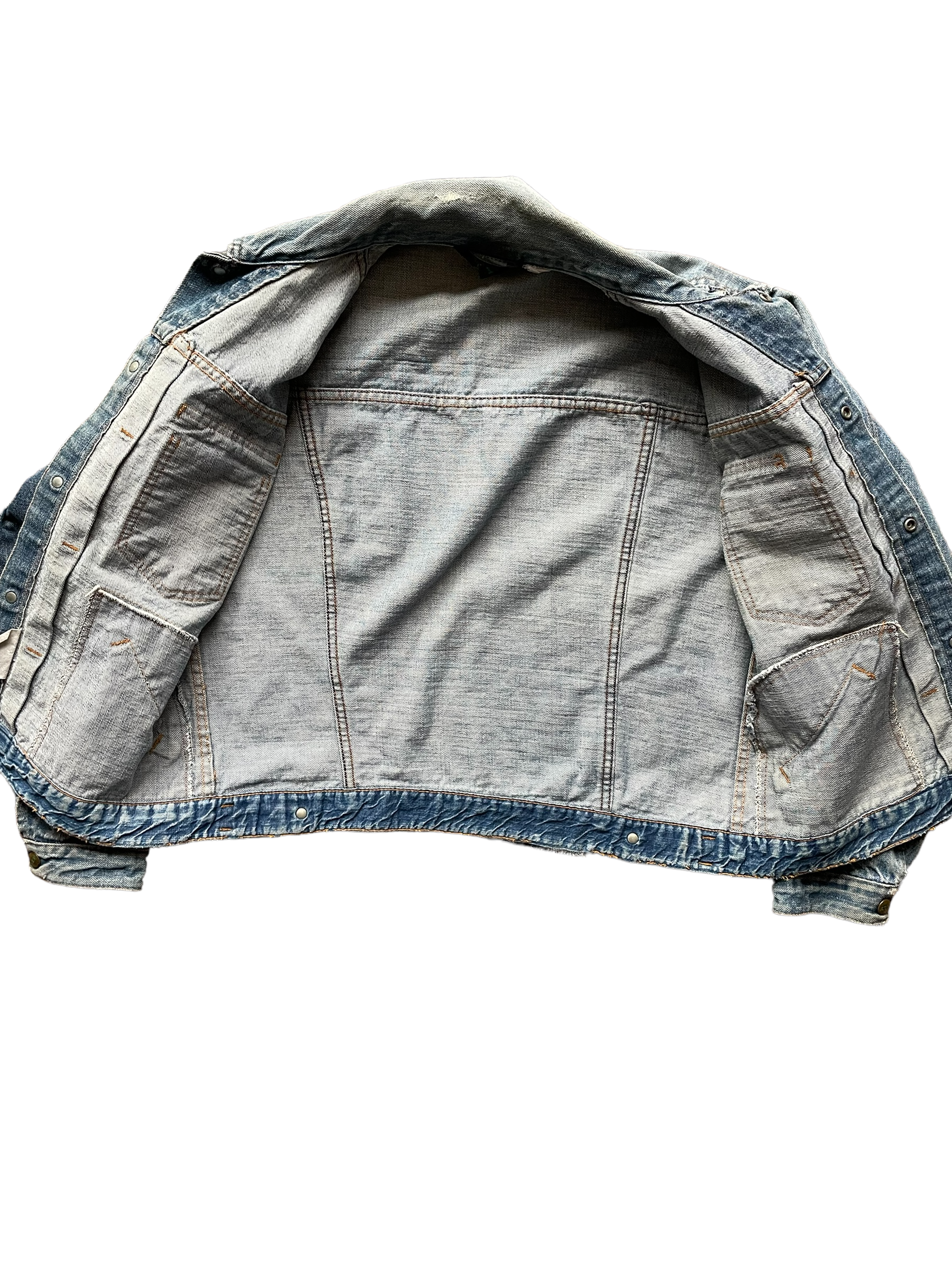 Vintage 60's Type 2 Pleated Ely Denim Jacket SZ Med | Barn Owl Vintage| Seattle True Vintage Full open front of jacket