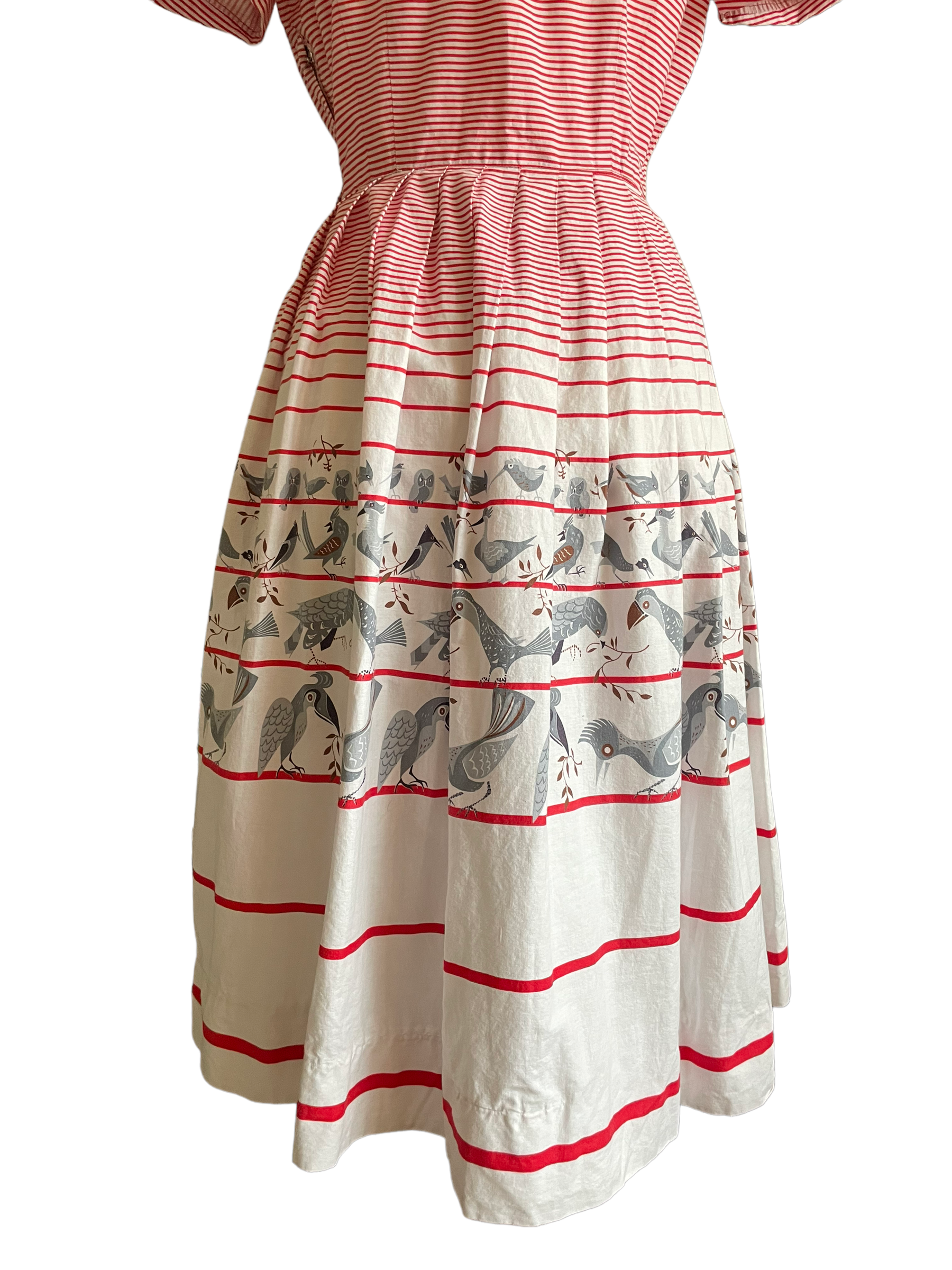 Vintage 1950s Novelty Bird Dress SZ S |  Barn Owl Vintage | Seattle Vintage Dresses Back view of skirt.