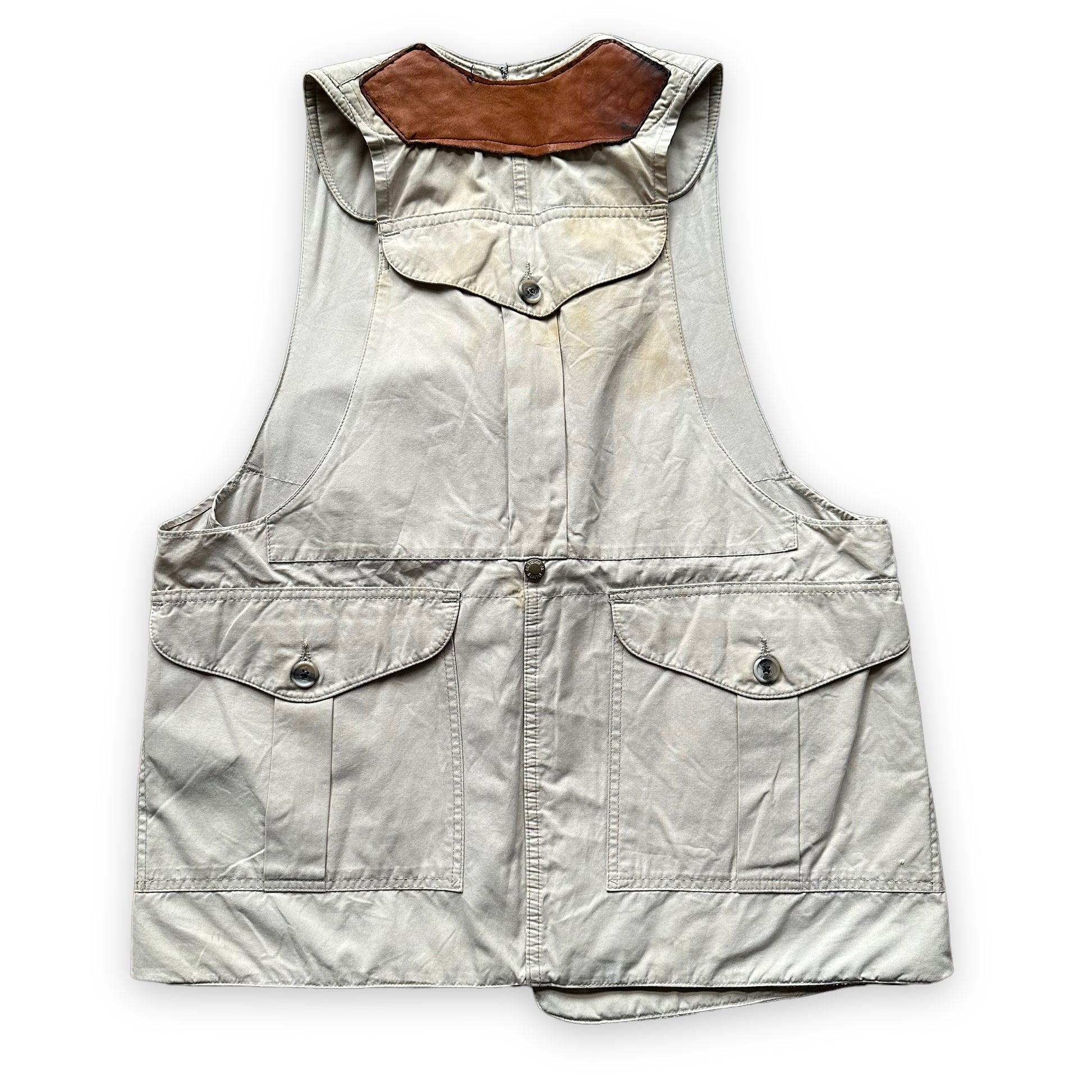 Rear View of Filson Half Moon Vest With Leather Additions SZ M |  Vintage Filson Seattle | Barn Owl Vintage Seattle