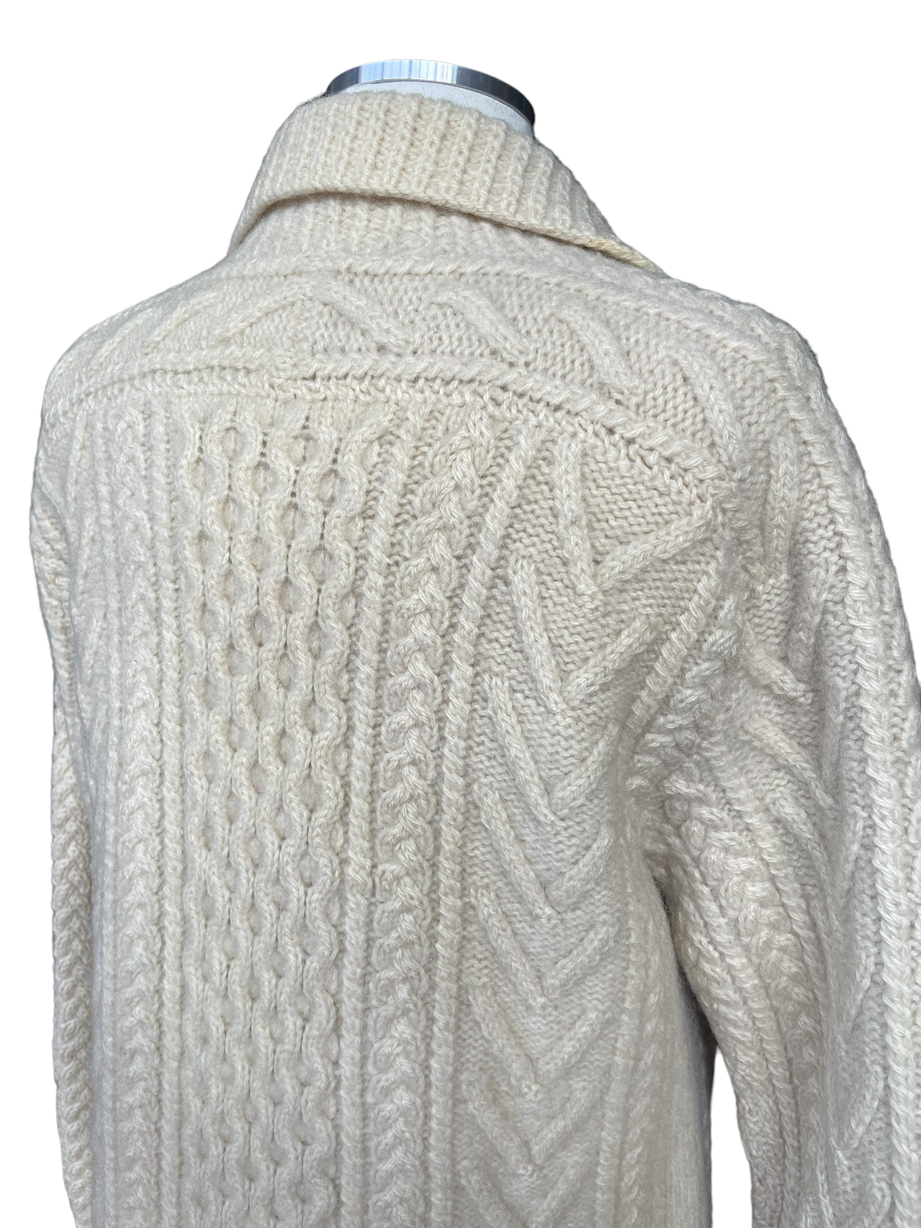 Knit Zip-up Cardigan - White - Ladies